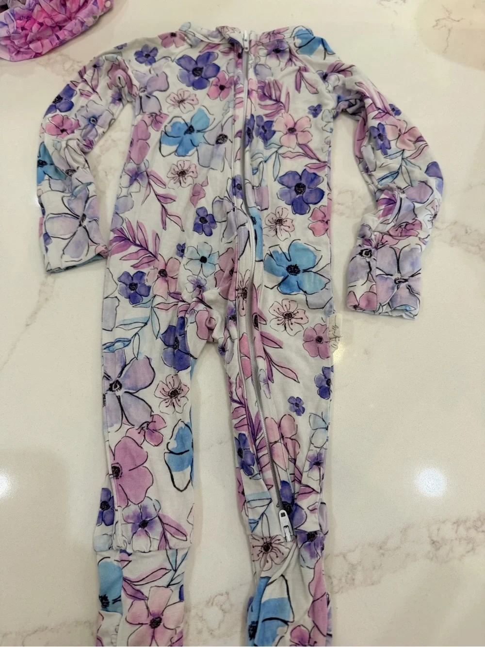 3pc Bamboo bundle Baby Girl Floral Zip Sleepers 3-6M Bums & Roses LEV Baby
